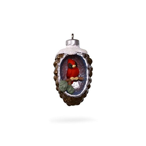 A World Within Pinecone With Cardinal 2017 Hallmark Mini Ornament #3 Winter Snow